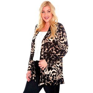 Boho Western Animal Print Cheetah Open Front Cardigan Jacket Women PLUS 1X